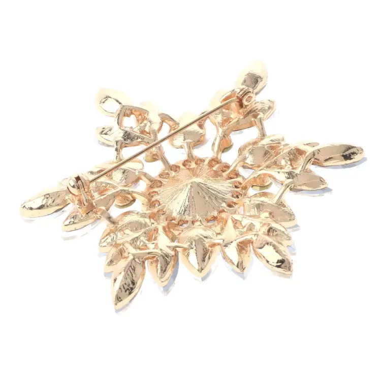 Gold Tone Metal Crystal Flower Brooch – P1467-GCL - Image 2