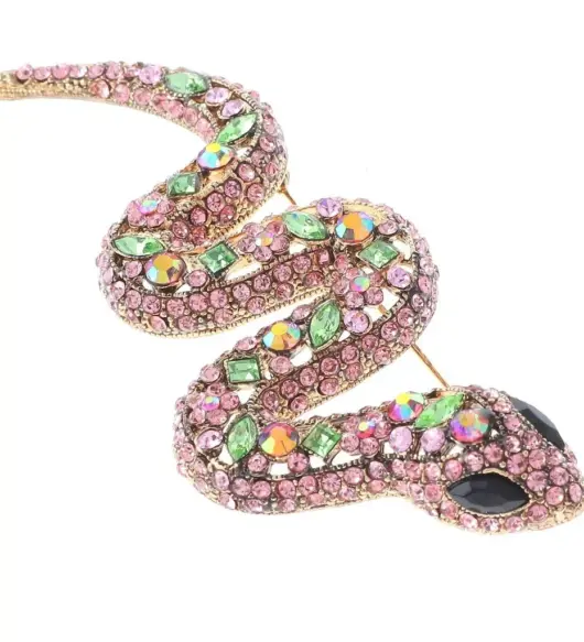 Antique Gold Tone Large Crystal Snake Brooch – P1395-PKGN by neXxtten