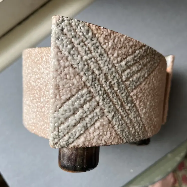 Vintage Handmade MCM Pottery Planter Vase – Textured Ceramic, c.1955 (Artist-Stamped)