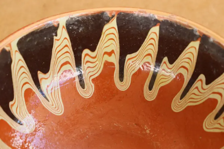 Vintage Primitive Redware Clay Bowl – Handcrafted, c.1930s - Image 2