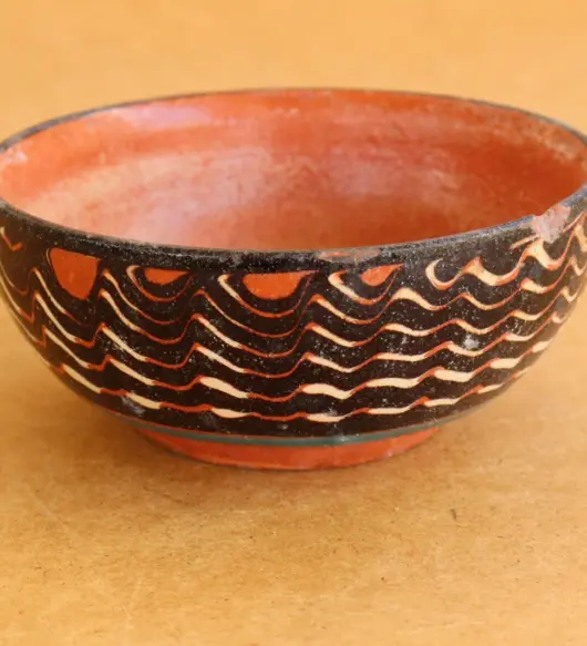 Vintage Primitive Redware Pottery Bowl – Eastern Europe, c.1930s