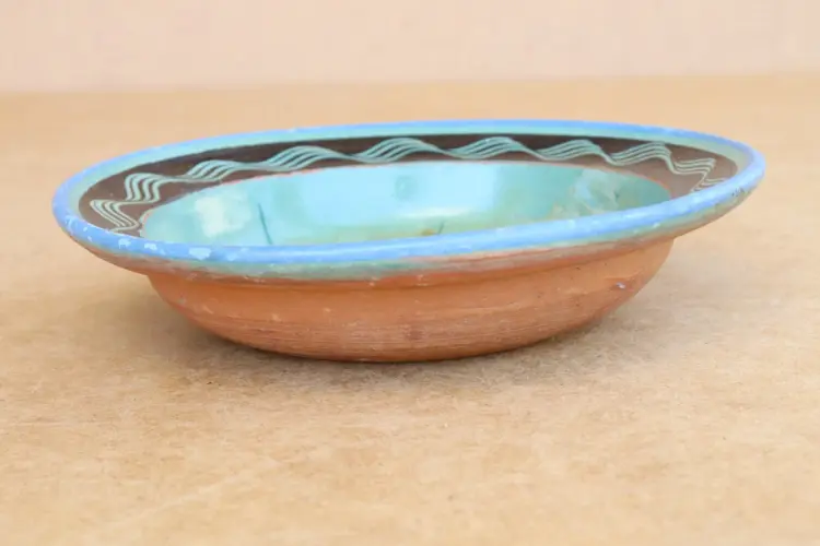 Old Antique Primitive Redware Clay Bowl / Cup – Handcrafted & Marked, 1930s - Image 2