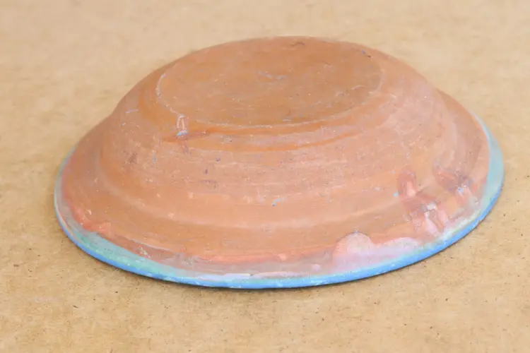 Old Antique Primitive Redware Clay Bowl / Cup – Handcrafted & Marked, 1930s - Image 3