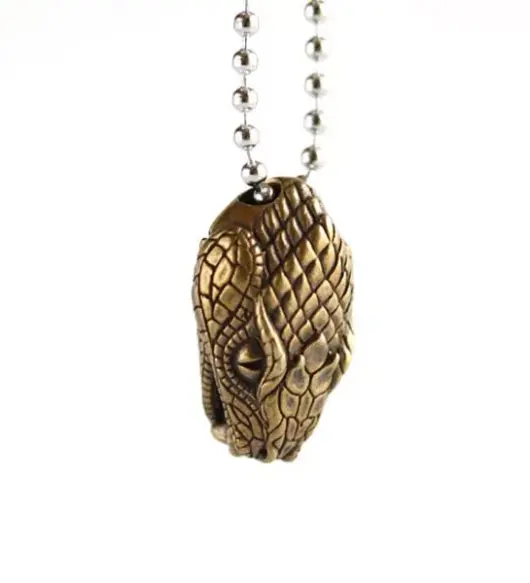EDC Solid Retro Brass Snake Head Bead Pendant