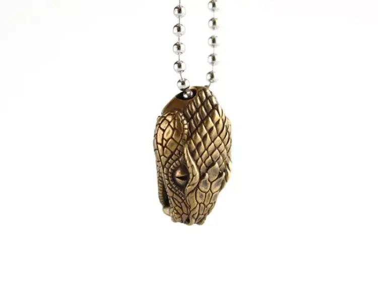 EDC Solid Retro Brass Snake Head Bead Pendant