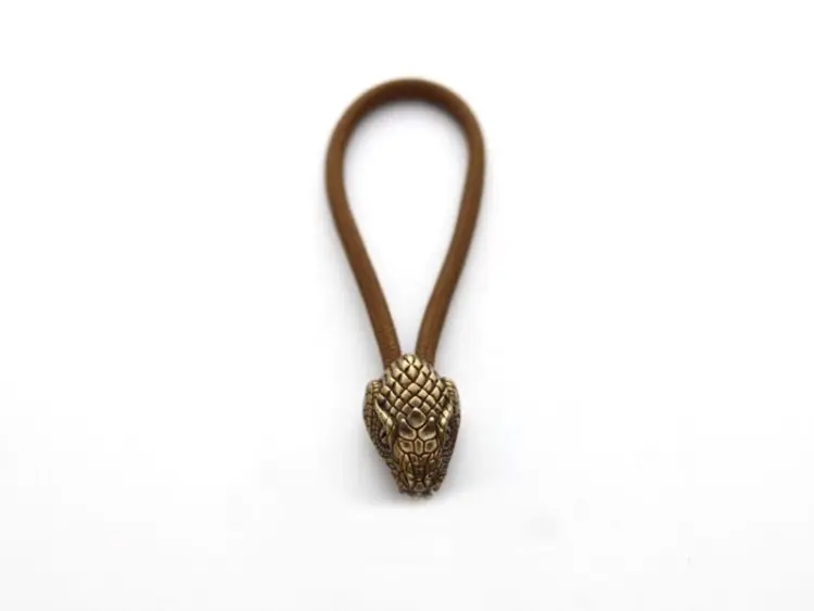 EDC Solid Retro Brass Snake Head Bead Pendant - Image 2