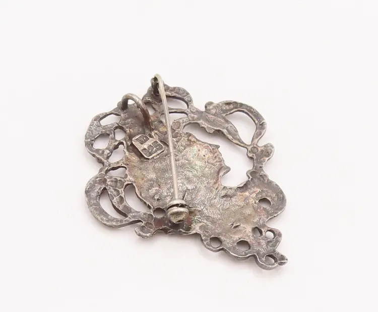 Vintage 925 Sterling Silver Brooch – Girl Face with Flowing Hair - Image 2