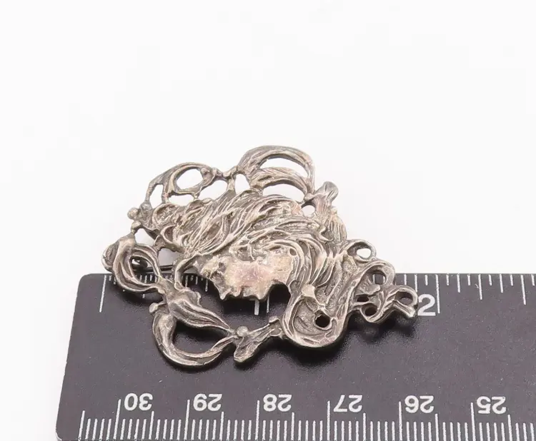 Vintage 925 Sterling Silver Brooch – Girl Face with Flowing Hair - Image 3