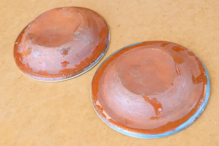 Antique Primitive Redware Clay Dish Set – Bowl, Cup & Mug (1920s) - Image 2