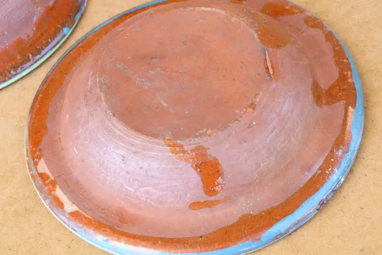 Antique Primitive Redware Clay Dish Set – Bowl, Cup & Mug (1920s) - Image 3