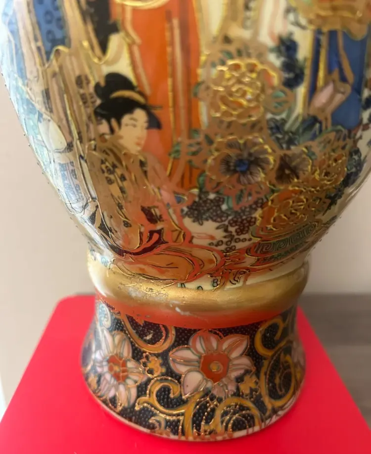 Porcelain Vase Hand-Painted Vintage - Image 2