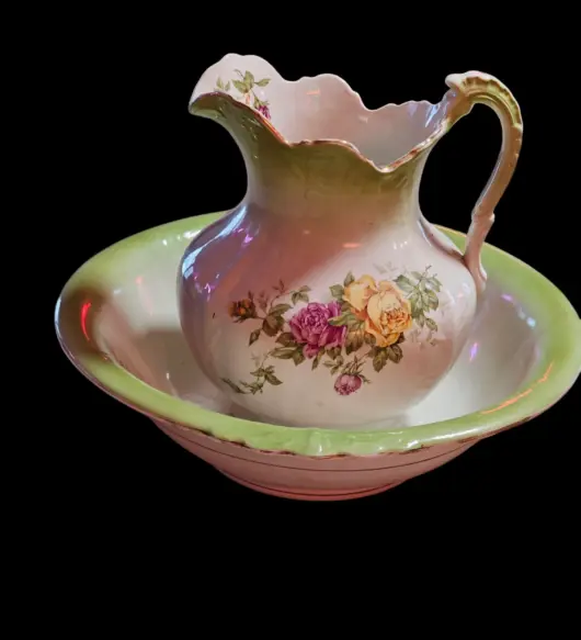 Antique Buffalo Pottery Pitcher and Bowl Set – 17.5" Bowl & 11.5" Pitcher