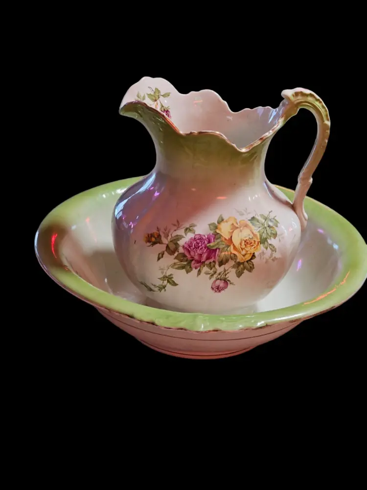 Antique Buffalo Pottery Pitcher and Bowl Set – 17.5" Bowl & 11.5" Pitcher