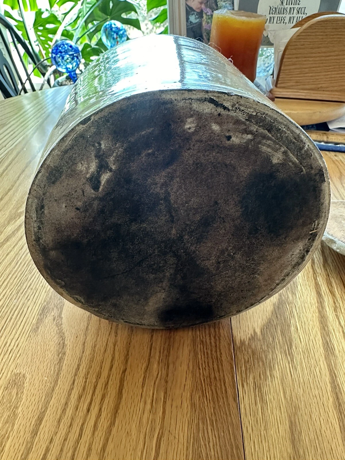 Antique Primitive Stoneware Storage Crock with Lid – 9.5” Tall - Image 3