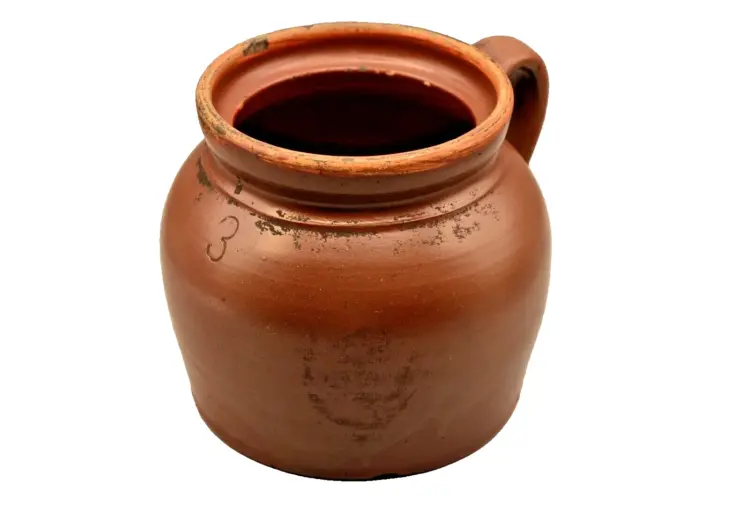 Antique Signed Glazed Stoneware Pottery Pitcher Jug – 3 Quart, 1800s