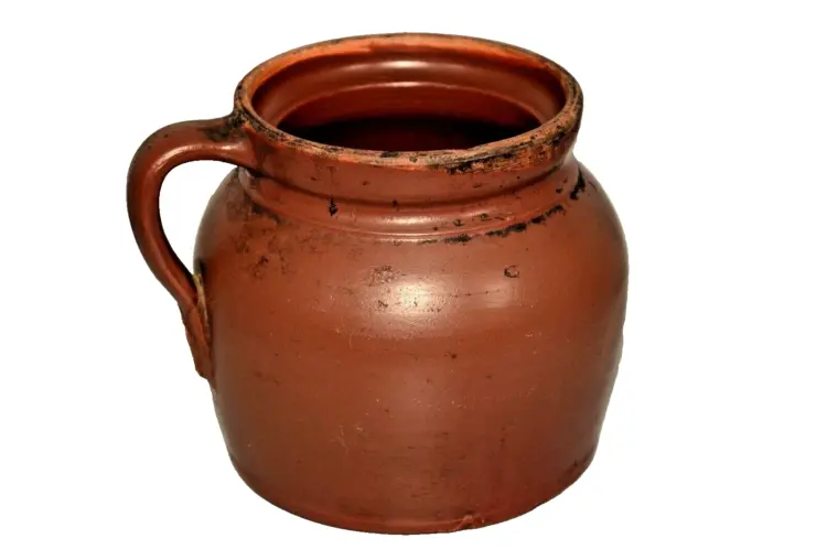 Antique Signed Glazed Stoneware Pottery Pitcher Jug – 3 Quart, 1800s - Image 2