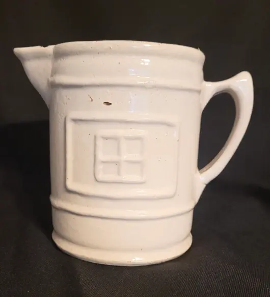 Antique Ivory Stoneware Pottery Pitcher – Primitive Style