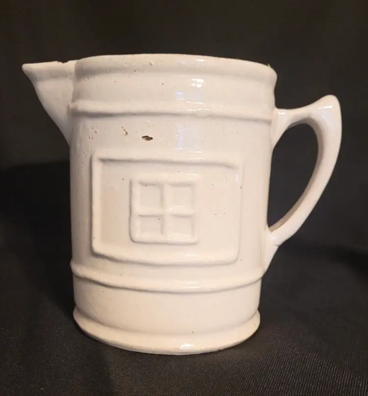 Antique Ivory Stoneware Pottery Pitcher – Primitive Style