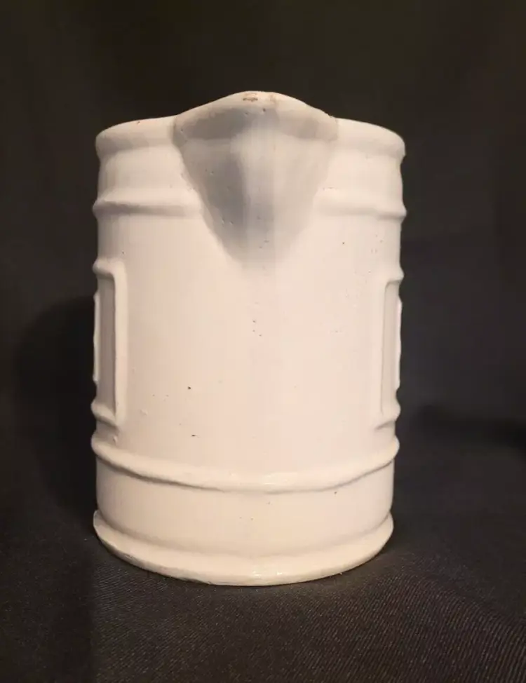 Antique Ivory Stoneware Pottery Pitcher – Primitive Style - Image 3