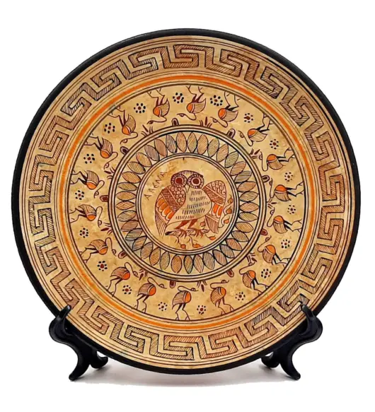 24cm Ancient Greek Geometric Plate – Hand Painted Owl & Shipwreck Scene –  CERAMICS