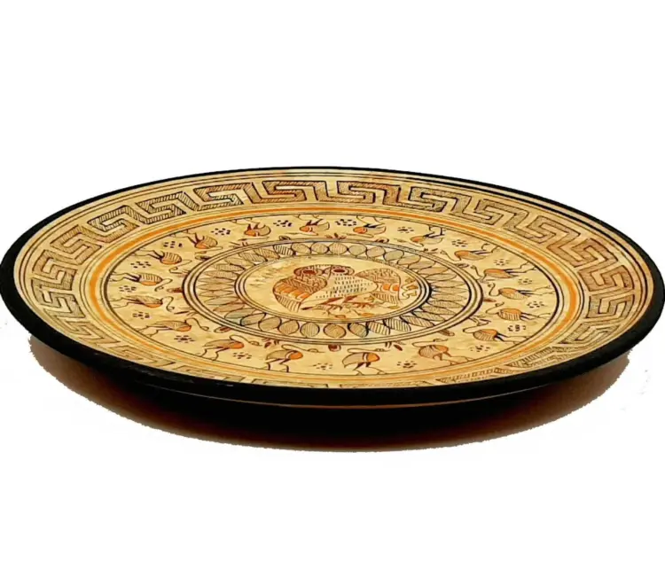 24cm Ancient Greek Geometric Plate – Hand Painted Owl & Shipwreck Scene –  CERAMICS - Image 2
