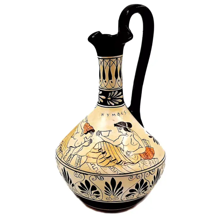 Greek Oinochoe Vase – White Ground Pottery, 25 cm | Nymphs Design