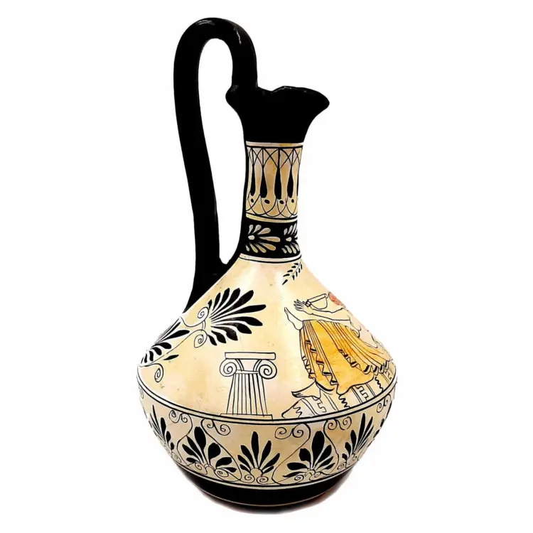 Greek Oinochoe Vase – White Ground Pottery, 25 cm | Nymphs Design - Image 2