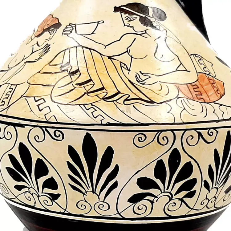 Greek Oinochoe Vase – White Ground Pottery, 25 cm | Nymphs Design - Image 3