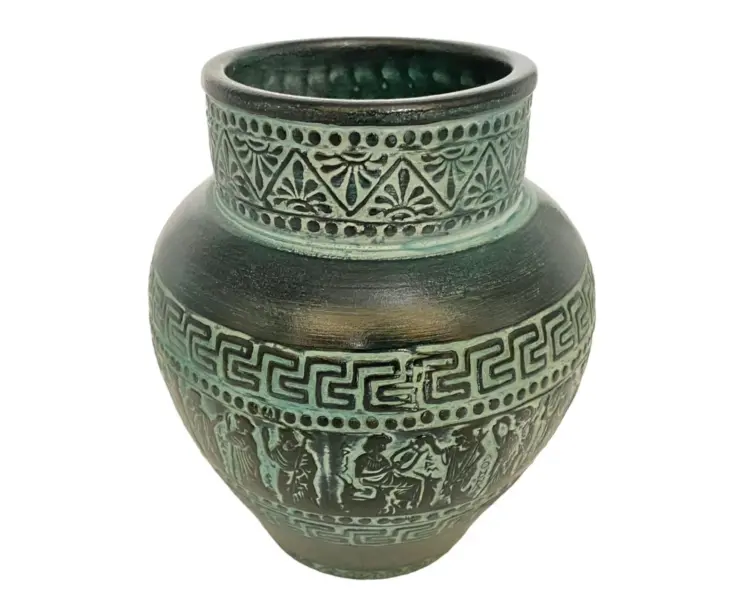 Greek Pithari Vase – 17 cm | Relief Terracotta with Mythology Scenes - Image 3