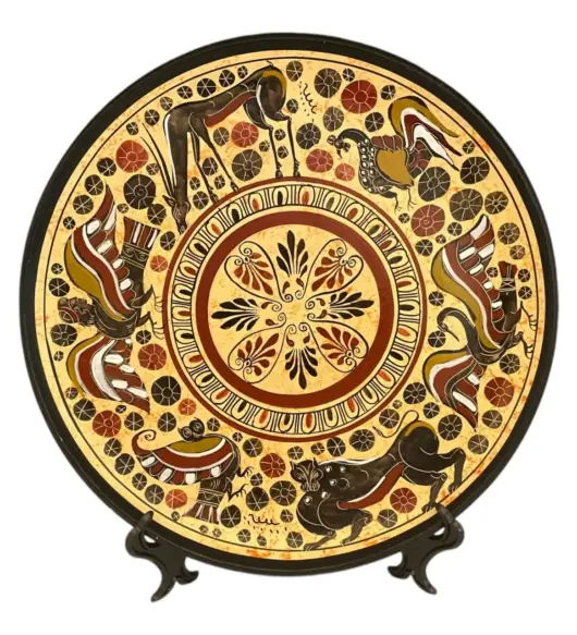 Ancient Greek Ceramic Plate – 28 cm | Corinthian Art Pottery
