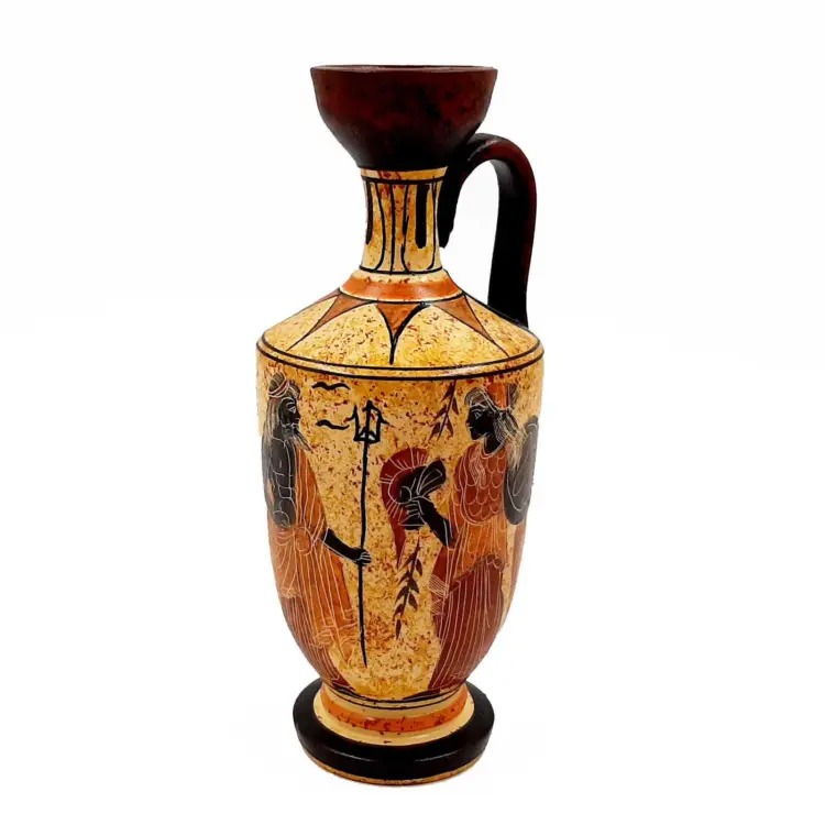 Greek Lekythos Vase – 17cm | Poseidon, Athena & Aphrodite