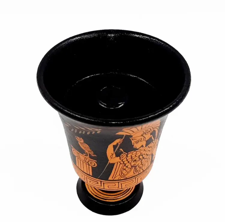 Pythagorean Cup – Red Figure Pottery, Featuring Goddess Athena – Ancient Greek Pottery Replica - Image 3