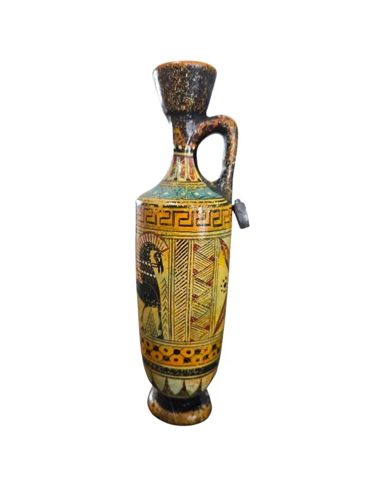 Handmade Greek Pottery Vase – Olympian Gods Theme (6.5 in)