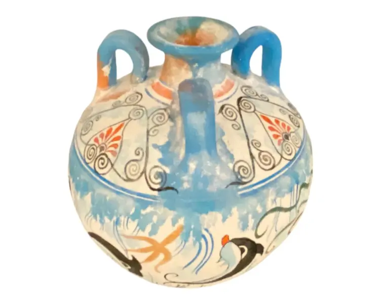 Greek Pottery Vase – 3-Handled Amphora (16cm)