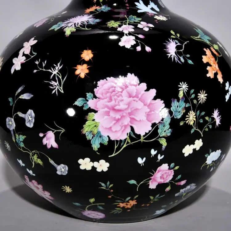 17.3" Antique Chinese Porcelain Vase – Yongzheng Mark – Color Enamels Floral Design - Image 2