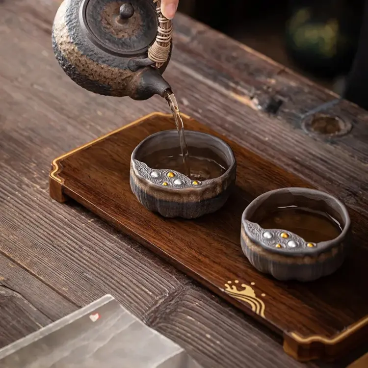 Coarse Pottery Handmade Tea Cups – Ceramic Kung Fu Tea Set Personal Teacups - Image 3