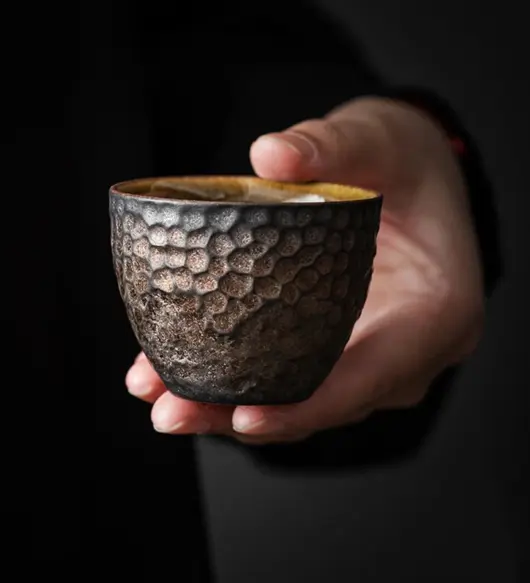 65ml Handmade Crude Pottery Tea Cup – Antique Style Ceramic