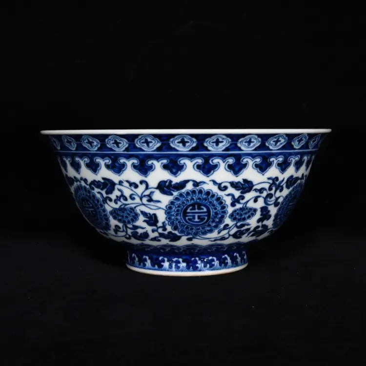 Collectible Blue & White Porcelain Bowl – Hand-Painted Floral Art Piece - Image 3