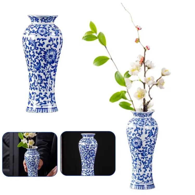 Vintage Blue and White Porcelain Vase – Retro Ceramic Home Decor