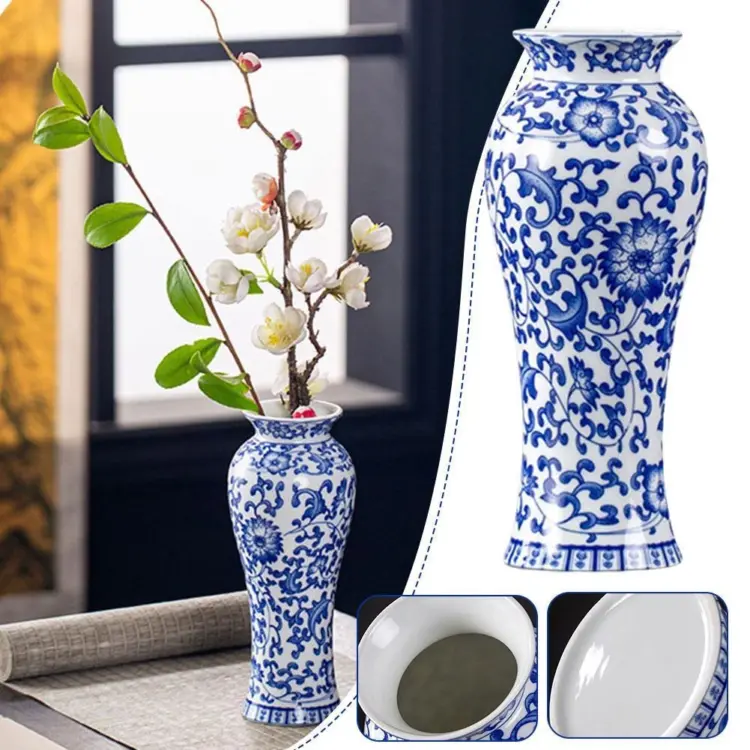 Vintage Blue and White Porcelain Vase – Retro Ceramic Home Decor - Image 2