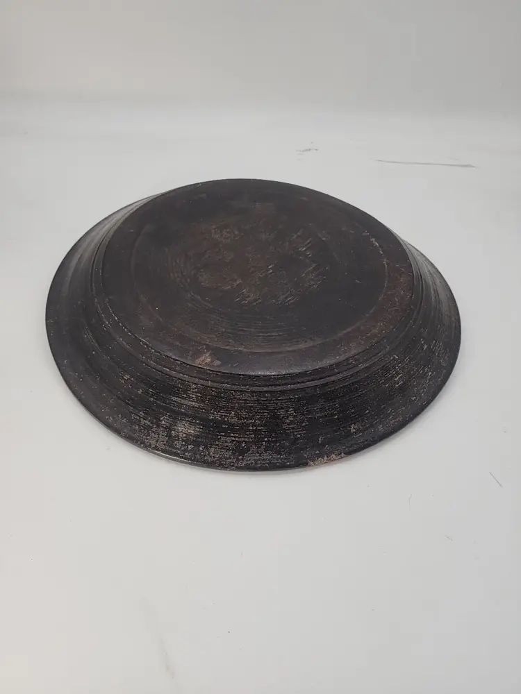 Antique New England Carved/Turned Wood Platter Tray – 14" Diameter - Image 2