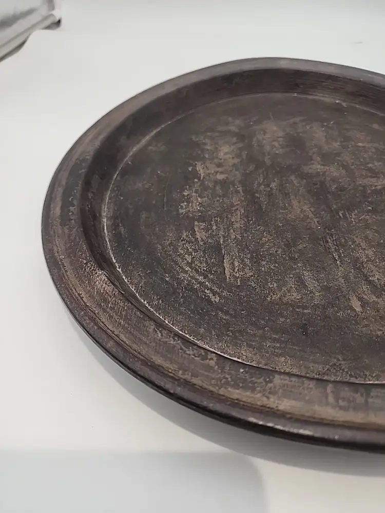 Antique New England Carved/Turned Wood Platter Tray – 14" Diameter - Image 3