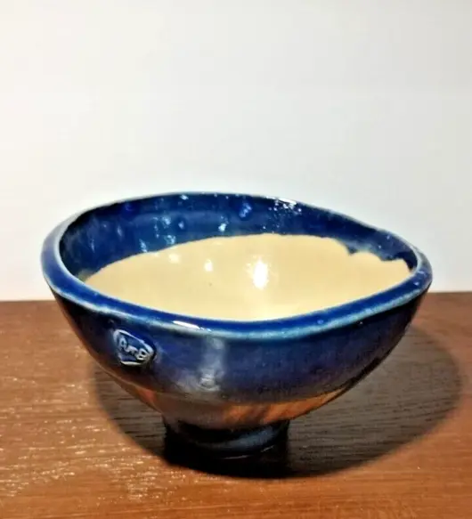 Handmade Ceramic Decorative Bowl – Cobalt Blue & Brown Metallic Glaze