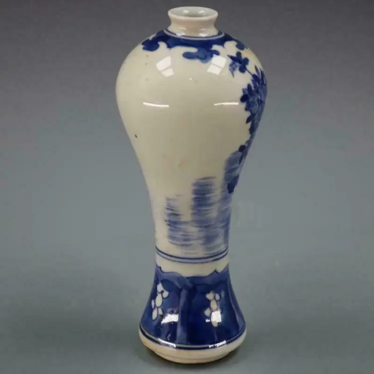 Antique Blue and White Porcelain Mei Bottle Vase