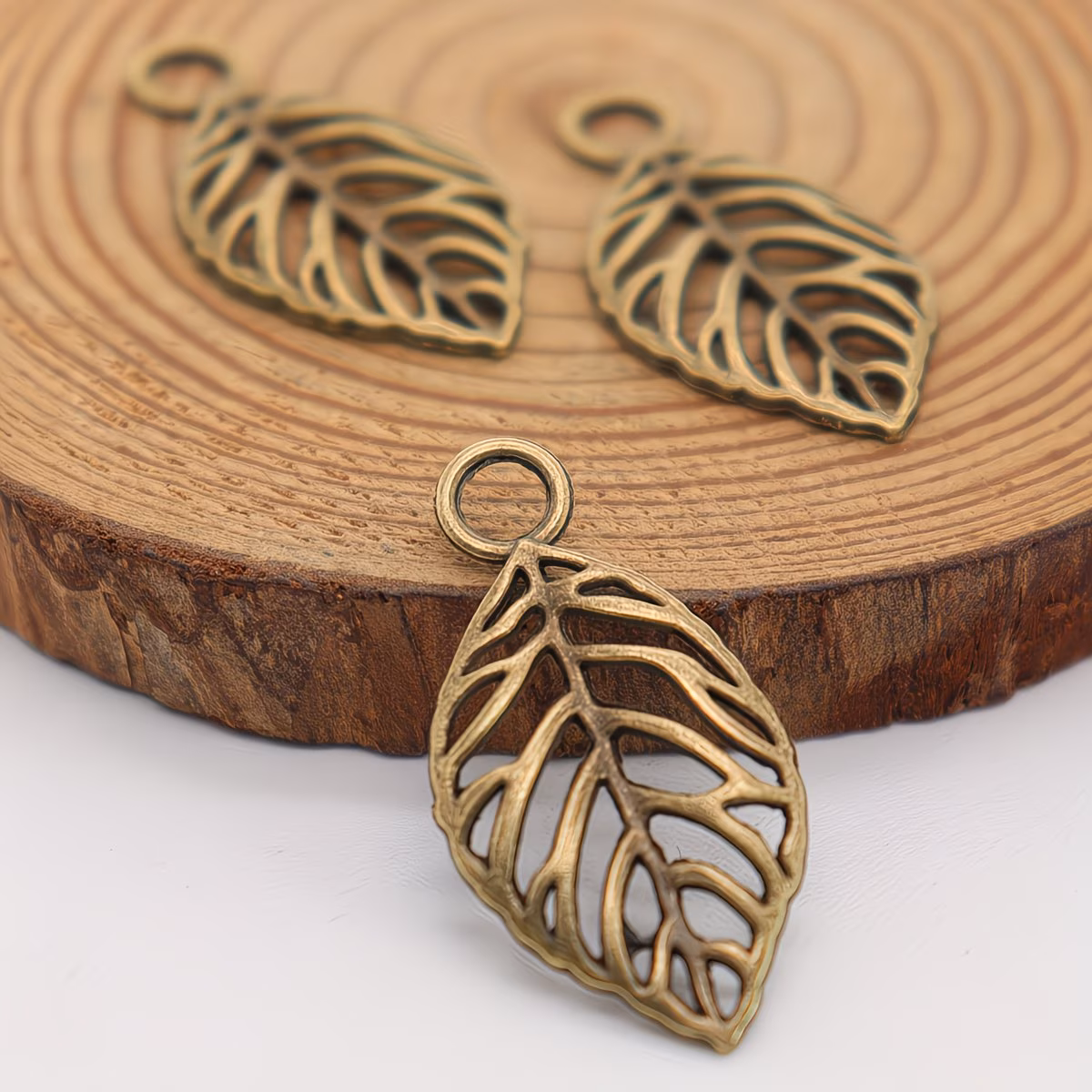 Vintage Hollow Leaf Charms Set – Antique Bronze Pendant Findings for Jewelry Making (10PCS)